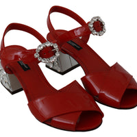 Red Patent Leather Crystal Sandals Shoes