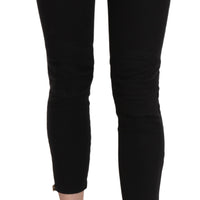 Black Low Waist Skinny Cropped Trousers Pants