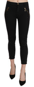 Black Low Waist Skinny Cropped Trousers Pants