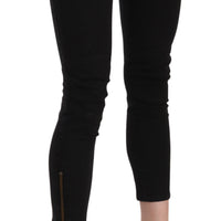 Black Low Waist Skinny Cropped Trousers Pants