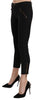 Black Low Waist Skinny Cropped Trousers Pants