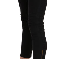 Black Low Waist Skinny Cropped Trousers Pants