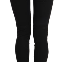 Black Low Waist Skinny Cropped Trousers Pants