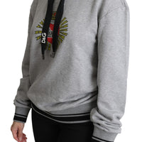 Gray Printed Hooded Exclusive Logo Sweater