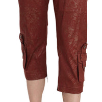 Bordeaux Gold Cotton Capri Trousers Pants