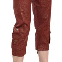 Bordeaux Gold Cotton Capri Trousers Pants