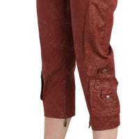 Bordeaux Gold Cotton Capri Trousers Pants