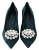 Blue Suede Crystals Heels Pumps Shoes