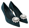 Blue Suede Crystals Heels Pumps Shoes