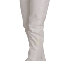 White Cotton Stretch Skinny Casual Denim Pants Jeans