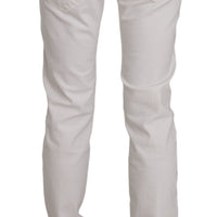 White Cotton Stretch Skinny Casual Denim Pants Jeans