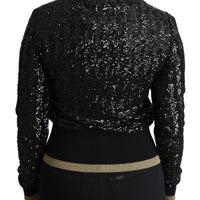 Black Sequined Knitted Turtle Neck Sweater