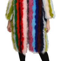 Multicolor Turkey Feather Cape Fur Coat