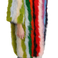 Multicolor Turkey Feather Cape Fur Coat