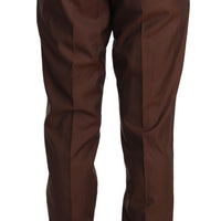 Brown Wool Silk Formal Trousers Pants
