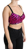 Black Bustier Fuchsia Crystal-Embellished Cropped Top