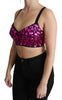 Black Bustier Fuchsia Crystal-Embellished Cropped Top