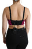 Black Bustier Fuchsia Crystal-Embellished Cropped Top