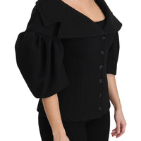 Black Formal Coat Virgin Wool Jacket