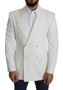 White Virgin Wool Double Breasted Coat Blazer