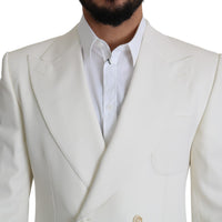 White Virgin Wool Double Breasted Coat Blazer