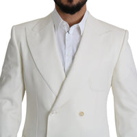 White Virgin Wool Double Breasted Coat Blazer