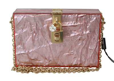 Metallic Pink Plexi Gold Chain Shoulder Borse Bag BOX