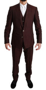 Maroon Brocade 3 Piece Wool MARTINI Suit