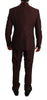 Maroon Brocade 3 Piece Wool MARTINI Suit