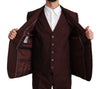 Maroon Brocade 3 Piece Wool MARTINI Suit