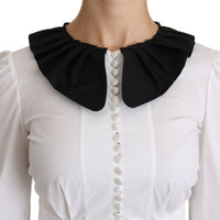 White Collared Long Sleeve Blouse Cotton Top