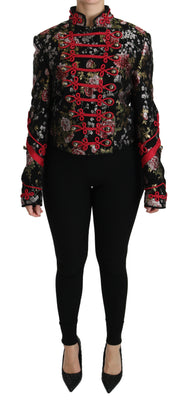 Black Floral Print Blazer Coat Jacquard  Jacket