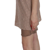 Beige Spaghetti Strap A-line Mini Cotton Dress