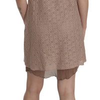 Beige Spaghetti Strap A-line Mini Cotton Dress