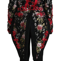 Black Floral Print Blazer Coat Jacquard  Jacket