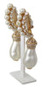 Gold Tone Pearl Beads Crystals Clip-on Jewelry Earrings