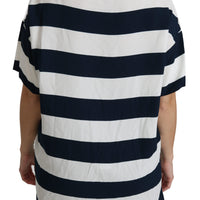 Blue White Stripes Blouse Top T-shirt