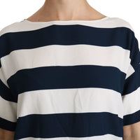 Blue White Stripes Blouse Top T-shirt