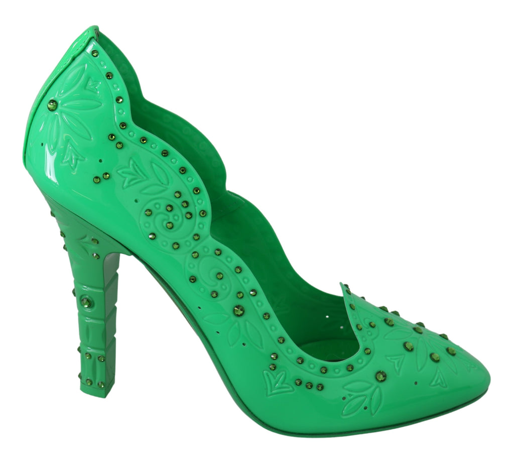 Green Crystal Floral Heels CINDERELLA Shoes