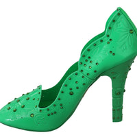 Green Crystal Floral Heels CINDERELLA Shoes