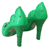 Green Crystal Floral Heels CINDERELLA Shoes