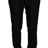 Black Wool Silk Dress Formal Trousers Pants