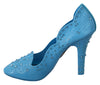 Blue Crystal Floral CINDERELLA Heels Shoes