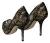 Black Lace Heels Pumps Champagne Shoes