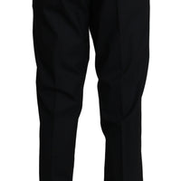 Black Wool Stretch Dress Trousers Pants