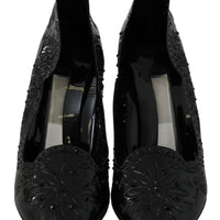 Black Crystal Floral CINDERELLA Heels Shoes