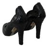 Black Crystal Floral CINDERELLA Heels Shoes