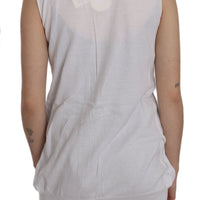 White 100% Cotton Sleeveless Cardigan Top Vest