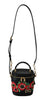 Black Leather Floral Motiv DG Logo Shoulder Borse Bag