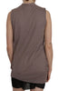 Brown 100% Cotton Sleeveless Cardigan Top Vest